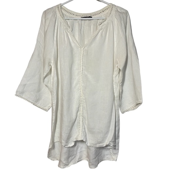 LUNGO L’arno Made in Italy Linen Tunic Top size 1X - Picture 1 of 6